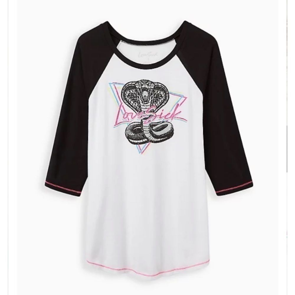 BASEBALL TEE - LOVESICK SNAKE WHITE & BLACK
